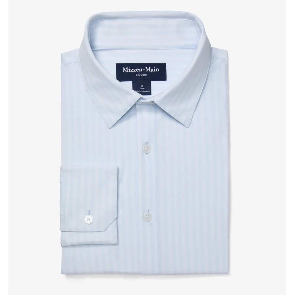 Mizzen+Main NWT Leeward Dress Shirt M, sky herringbone
